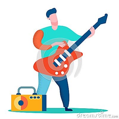 Professional Guitar Player Flat Color Illustration Vector Illustration