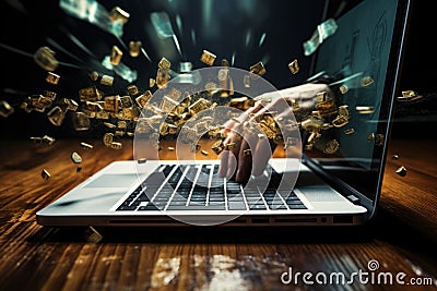 Professional hackers are using laptops in planning attacks against company-owned sites. Generative AI Stock Photo