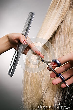 Professional hairdresser in the work Stock Photo