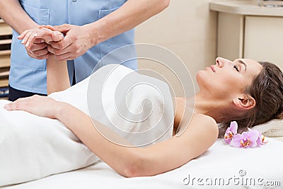 Professional hand massage Stock Photo