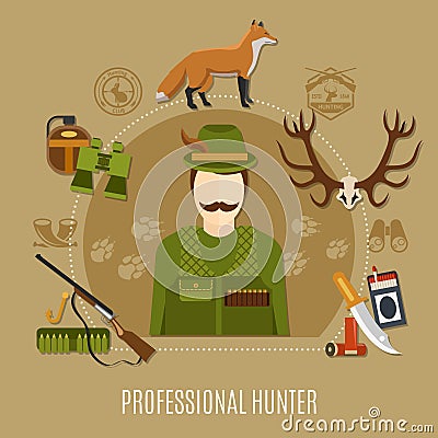 Professional Hunter Concept Vector Illustration