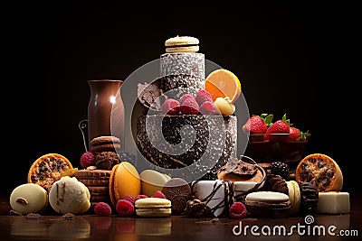 italian chocolate desserts lineup Stock Photo