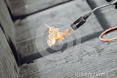 Professional installation of waterproofing on the rooftop of house. Stock Photo