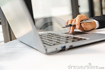 Professional investor working with laptop new start up project Stock Photo