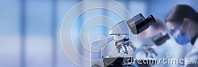 Professional laboratory microscope close up Stock Photo