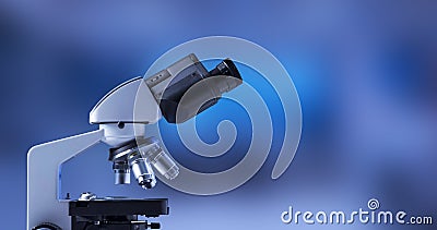 Professional laboratory microscope close up Stock Photo