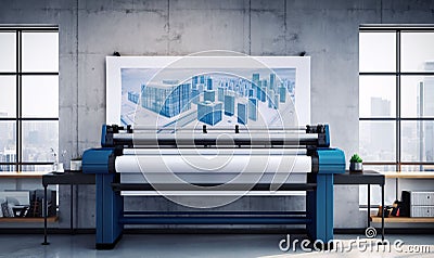 Professional large format printing plotter or cutting plotter for high quality printing services Stock Photo