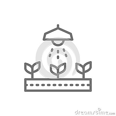 Professional lighting for plant growth, agriculture line icon. Vector Illustration