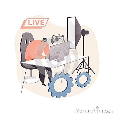 Professional livestream abstract concept vector illustration. Vector Illustration