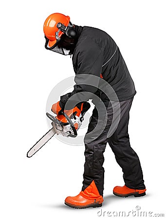 Professional logger safety gear Stock Photo