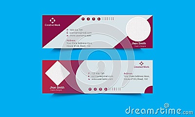 Professional Mail Signature Template Design.Office business visit cards for webmail user interface with place.Web business profile Vector Illustration