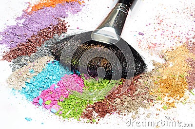 Professional make-up brush on colorful eye Stock Photo