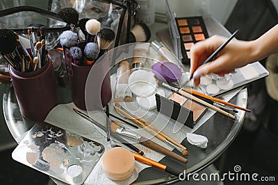 Professional make-up brush cosmetic Stock Photo