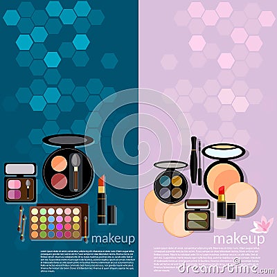 Professional make-up glamor details cosmetology banners Vector Illustration