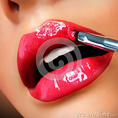 Professional Make-up. Lipgloss Stock Photo