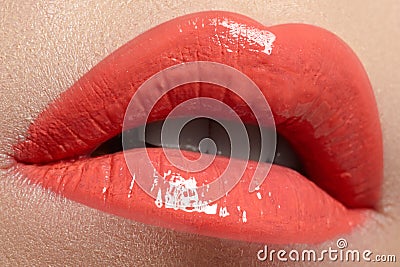 Professional make-up. Lipgloss. Lipstick Stock Photo