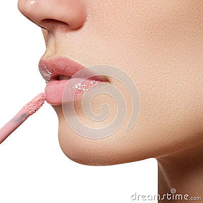 Professional make-up. Lipgloss. Lipstick Stock Photo