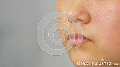 Professional Makeup Artist Applies Foundation Concealer Or Highlighter To Asian Korean Model S Face With Special Brush Stock Footage Video Of Hand Beauty