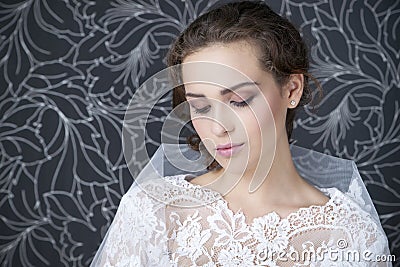 Professional makeup hairstyle bride Stock Photo