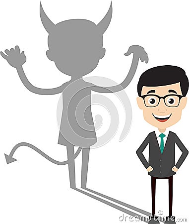 Professional Male - Devil person Standing with Fake Smile Stock Photo
