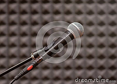 Professional microphone in rehearsal room Stock Photo