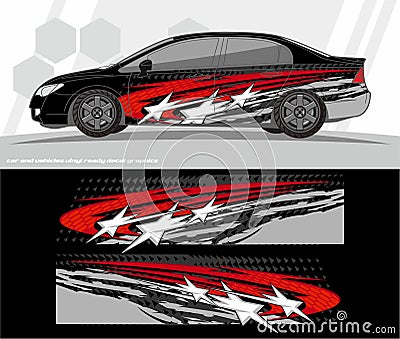 Car and vehicles wrap decal Graphics Kit designs. ready to print and cut for vinyl stickers. Vector Illustration