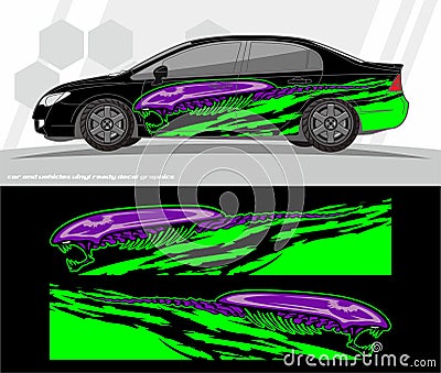 Car and vehicles wrap decal Graphics Kit vector designs. ready to print and cut for vinyl stickers. Vector Illustration