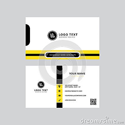 Professional modern yellow and black color business card invitation card design Vector Illustration