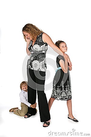 Professional mother on phone Stock Photo