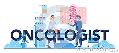 Professional oncologist typographic header. Cancer disease diagnostic Vector Illustration