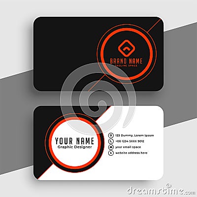 Professional orange black elegant business card template Vector Illustration