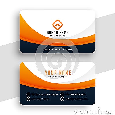 Professional orange business calling card design Vector Illustration