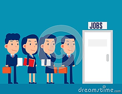 Professional people group queuing for the jobs Vector Illustration