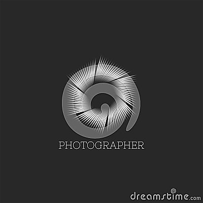 Professional photo studio logo or photographer, abstract hexagonal aperture symbol of the camera lens, infinity shape made of thin Vector Illustration