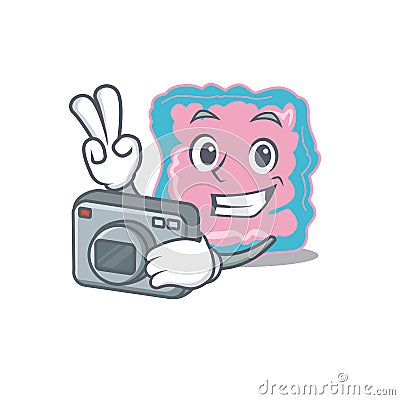 A professional photographer intestine cartoon picture working with camera Vector Illustration
