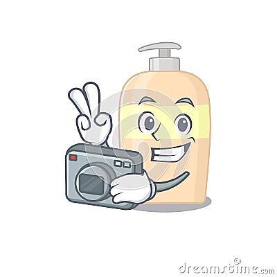 A professional photographer toner cartoon picture working with camera Vector Illustration