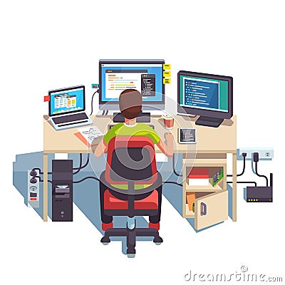 Professional programmer working Vector Illustration