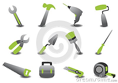 Professional repairing tools icons Vector Illustration