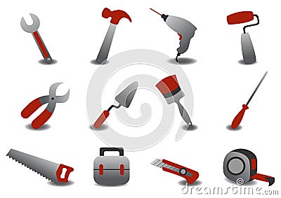 Professional repairing tools icons Vector Illustration