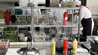 Professional restaurant kitchen workspace interior Stock Photo