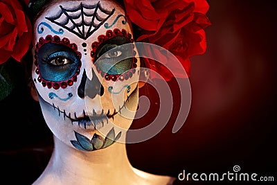 Professional santa muerte makeup Stock Photo