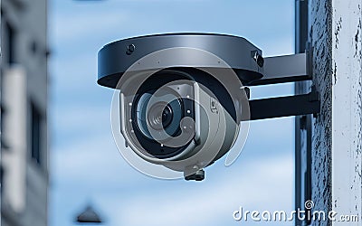 Professional Security Cameras for Modern Building Surveillance and Outdoor Safety System Control. Stock Photo