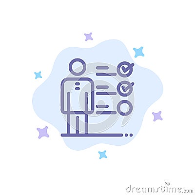 Professional Skills, Skills, Jobs kills, Professional Ability Blue Icon on Abstract Cloud Background Vector Illustration