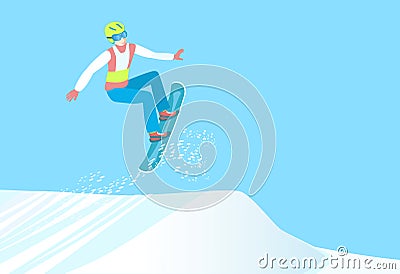 Professional Snowboarding, winter sport. Vector Illustration