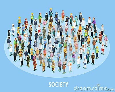 Professional Society Isometric Background Vector Illustration