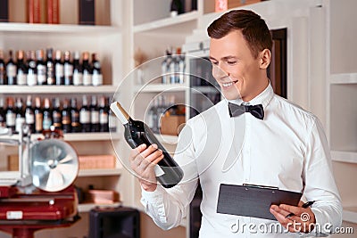 Professional sommelier being involved in work Stock Photo