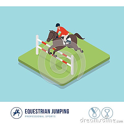 Professional sports competition: equestrian horse riding Vector Illustration