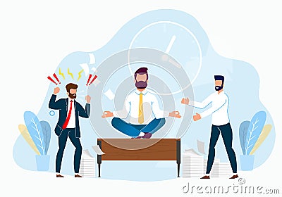 Professional Stress Management at Work Cartoon. Vector Illustration