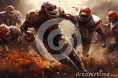 professional team football player holding the ball Stock Photo
