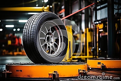 Professional tire repair and vulcanization service expert tire change and repair point Stock Photo